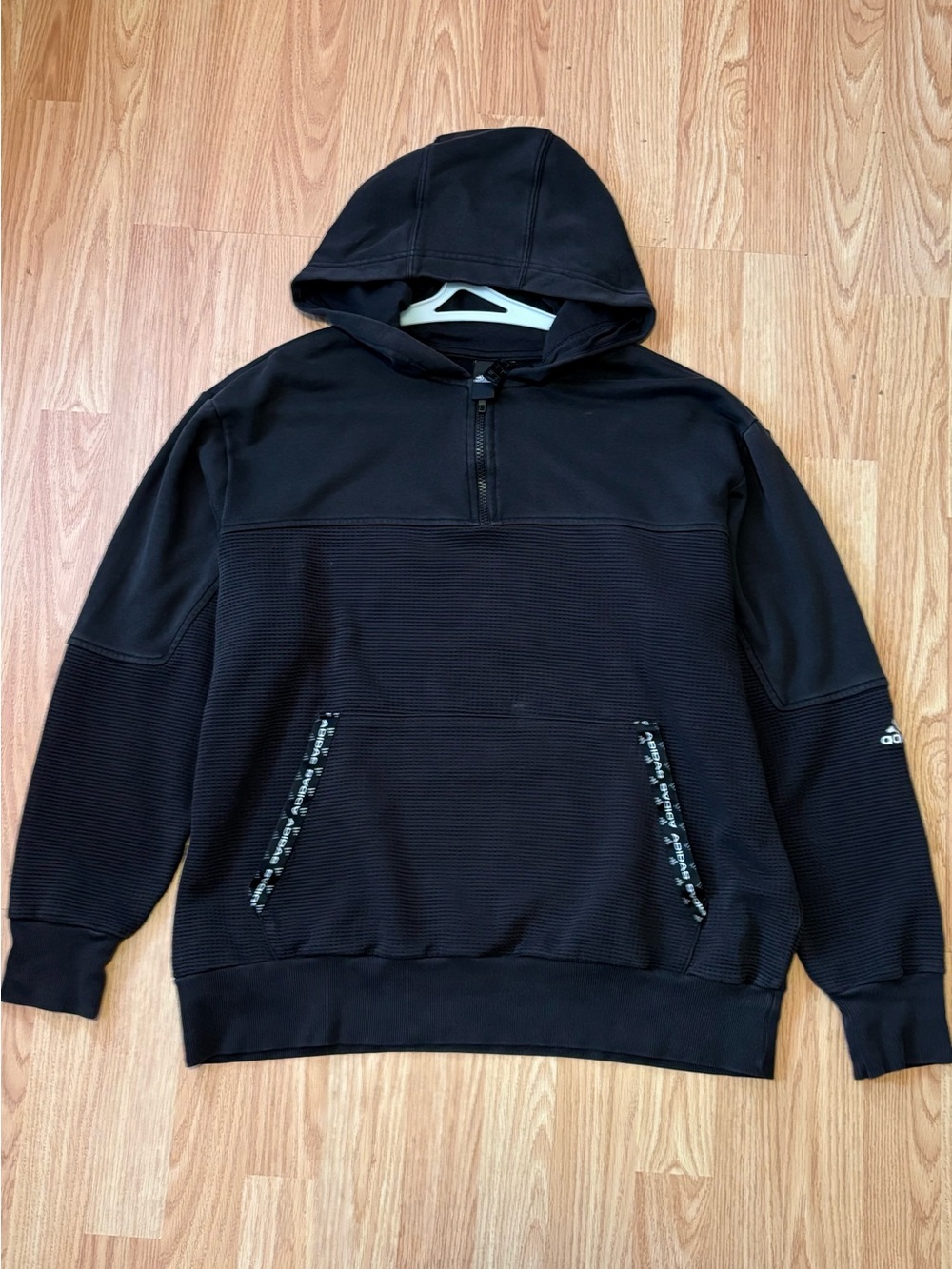 adidas Men’s Black Quarter-Zip Hooded Sweater